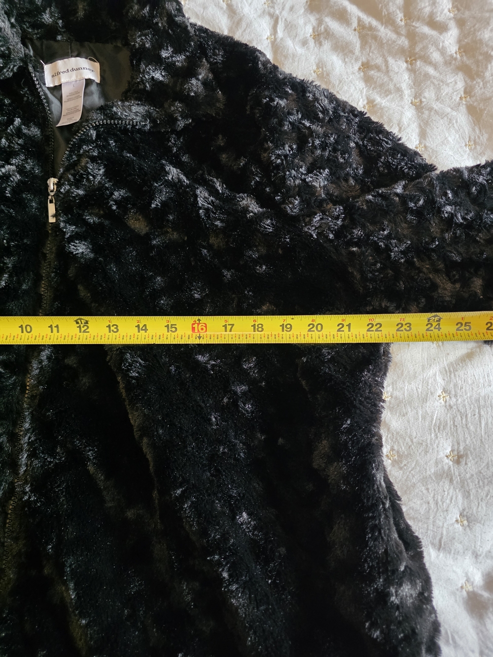 Alfred Dunner Black Faux Fur Teddy Jacket with Zip - Picture 3 of 5